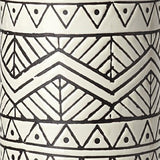 17" Cream and Charcoal Geometric Cylinder Ceramic Vase - Homeroots