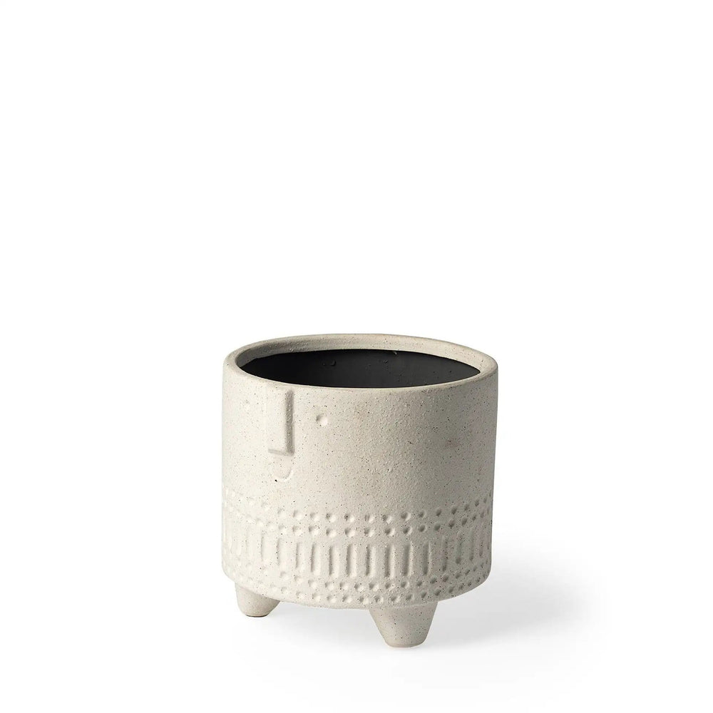 7" Bohemian Beige Happy Face Tribal Vase - Homeroots