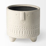 7" Bohemian Beige Happy Face Tribal Vase - Homeroots