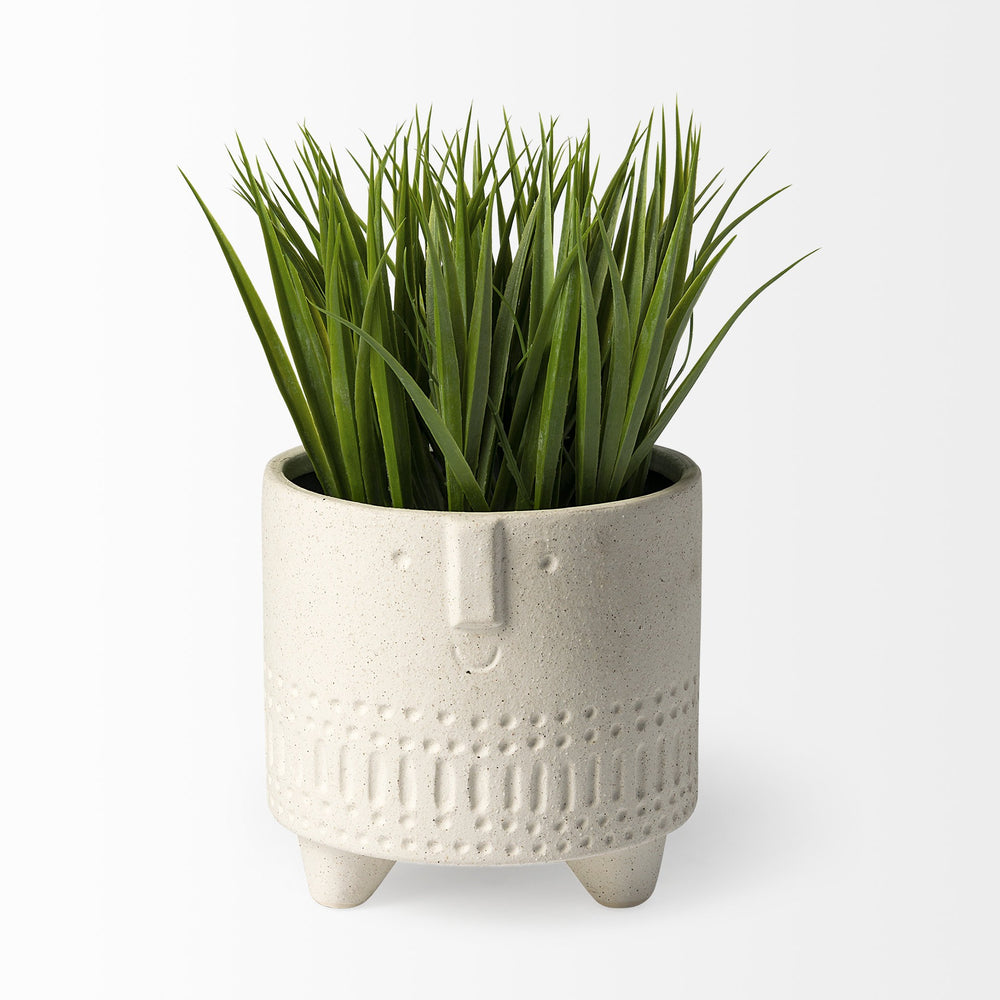 7" Bohemian Beige Happy Face Tribal Vase - Homeroots