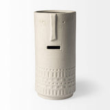 14" Bohemian Beige Happy Face Tribal Vase - Homeroots - Flyclothing LLC