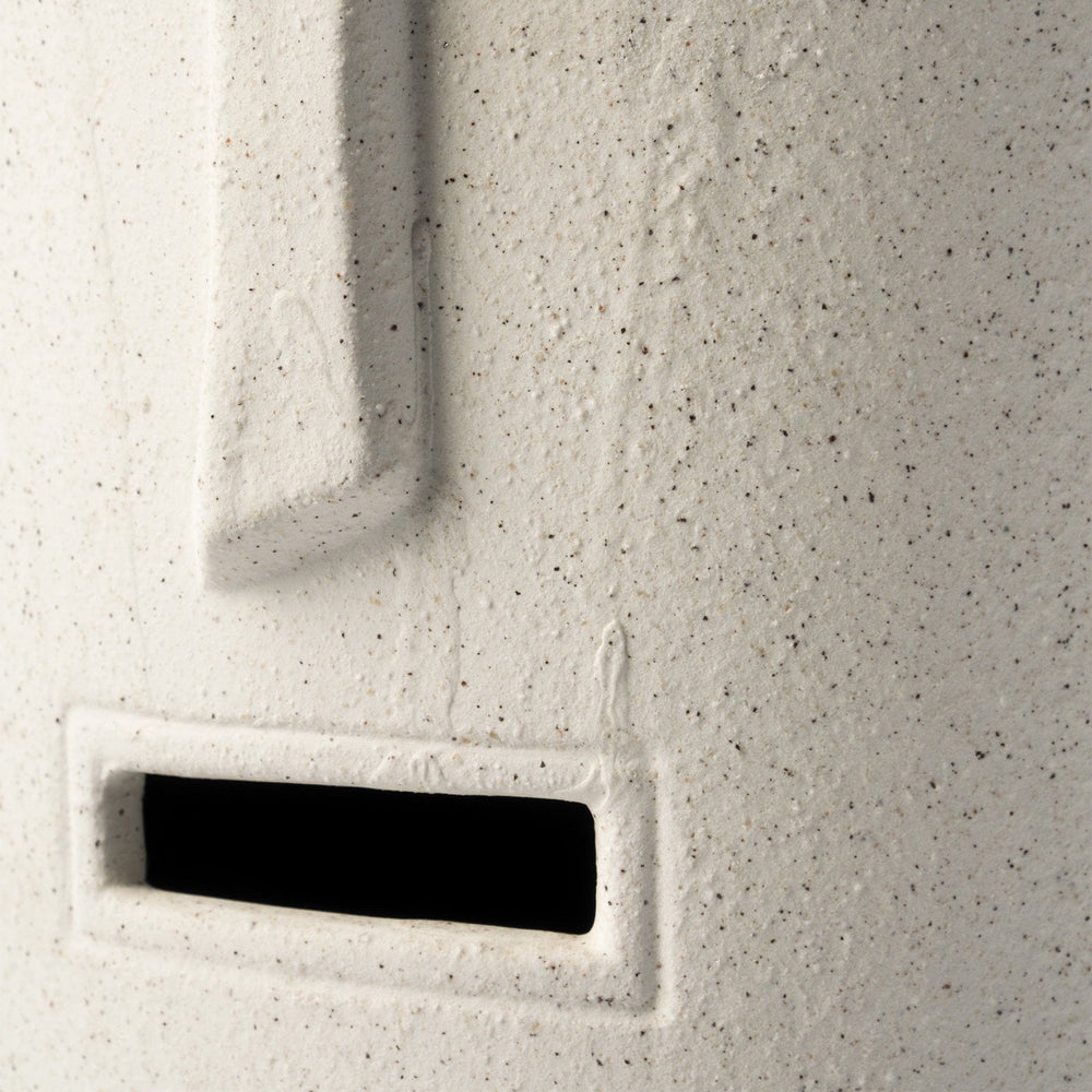 14" Bohemian Beige Happy Face Tribal Vase - Homeroots