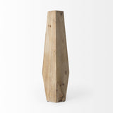 19" Natural Solid Wood Faceted Geometric Table Vase - Homeroots