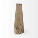 19" Natural Solid Wood Faceted Geometric Table Vase - Homeroots - Flyclothing LLC