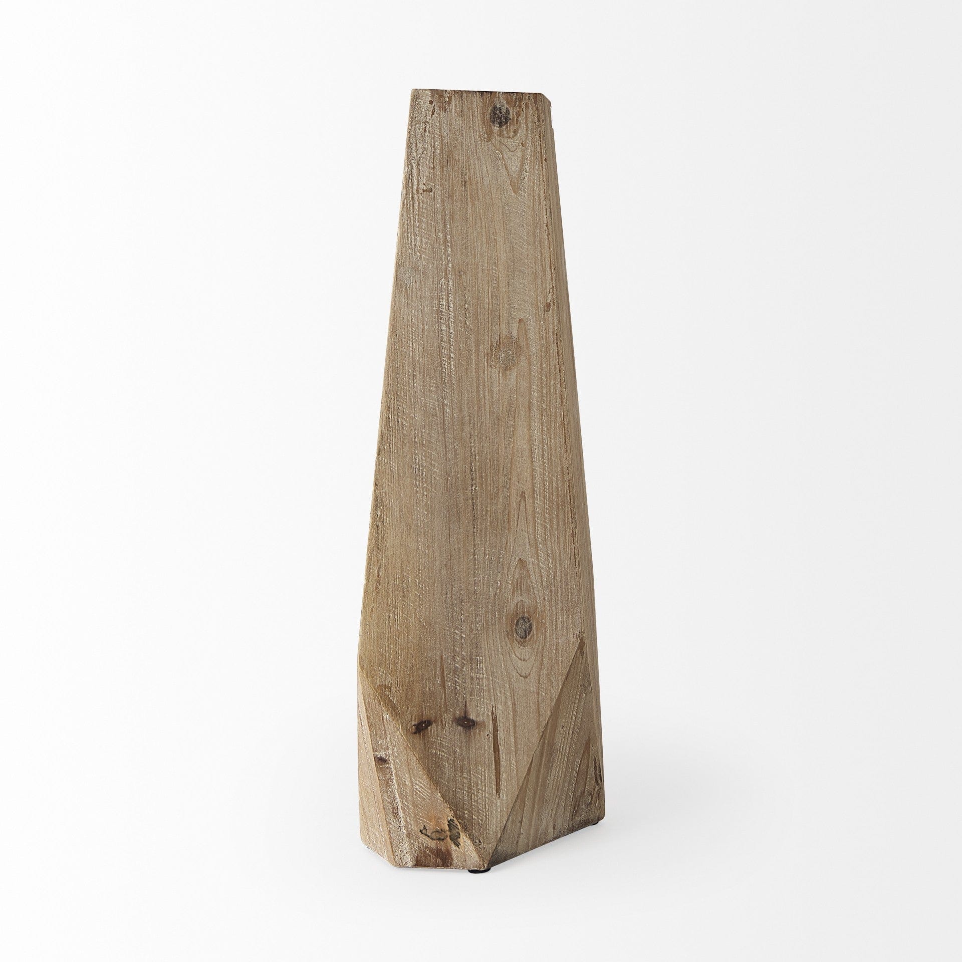 19" Natural Solid Wood Faceted Geometric Table Vase - Homeroots - Flyclothing LLC