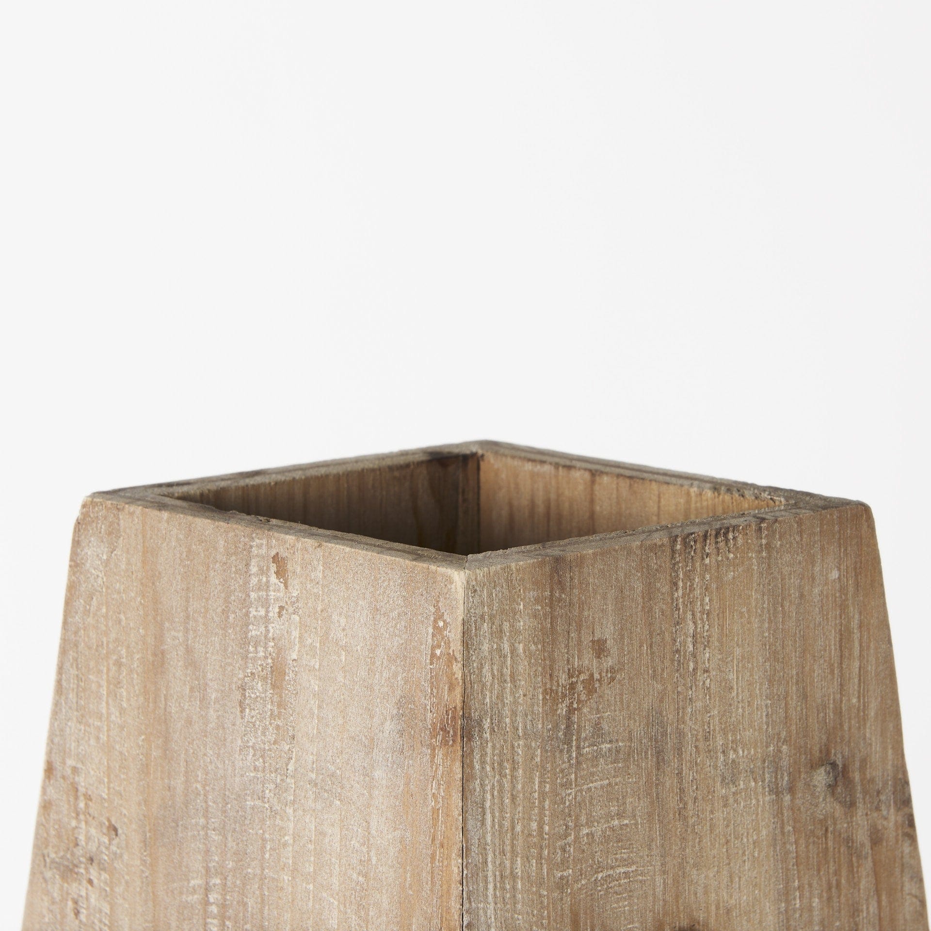 19" Natural Solid Wood Faceted Geometric Table Vase - Homeroots - Flyclothing LLC