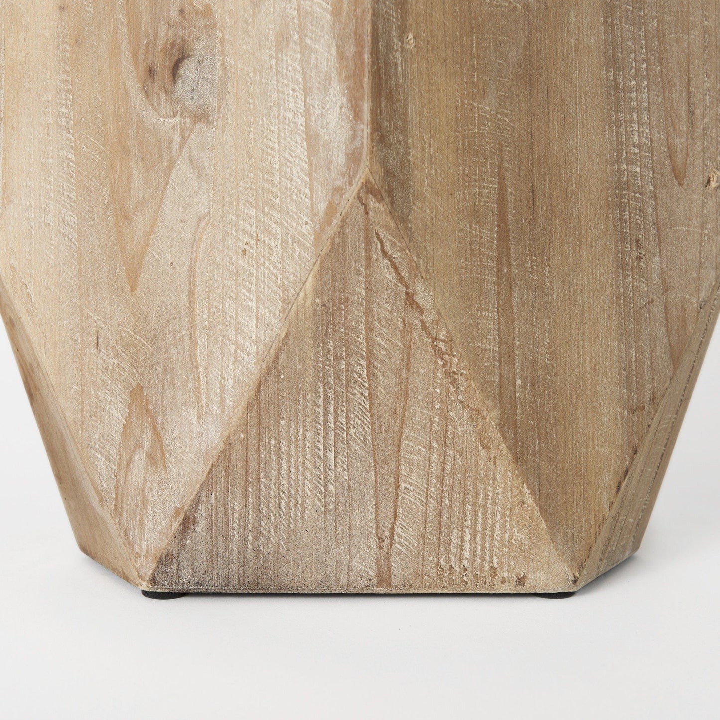 19" Natural Solid Wood Faceted Geometric Table Vase - Homeroots - Flyclothing LLC