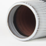 19" Black White and Gray Patterned Lines Ceramic Vase - Homeroots