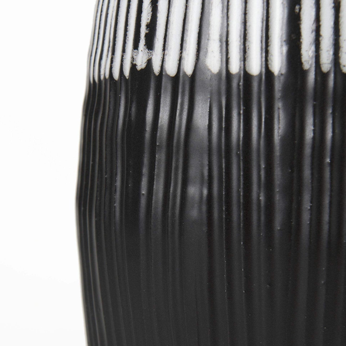 19" Black White and Gray Patterned Lines Ceramic Vase - Homeroots - Flyclothing LLC