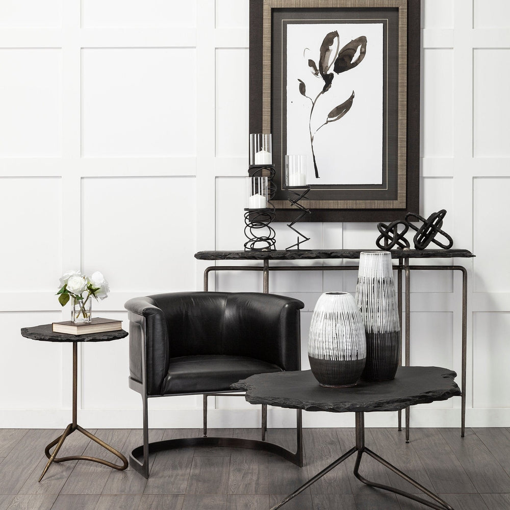 19" Black White and Gray Patterned Lines Ceramic Vase - Homeroots