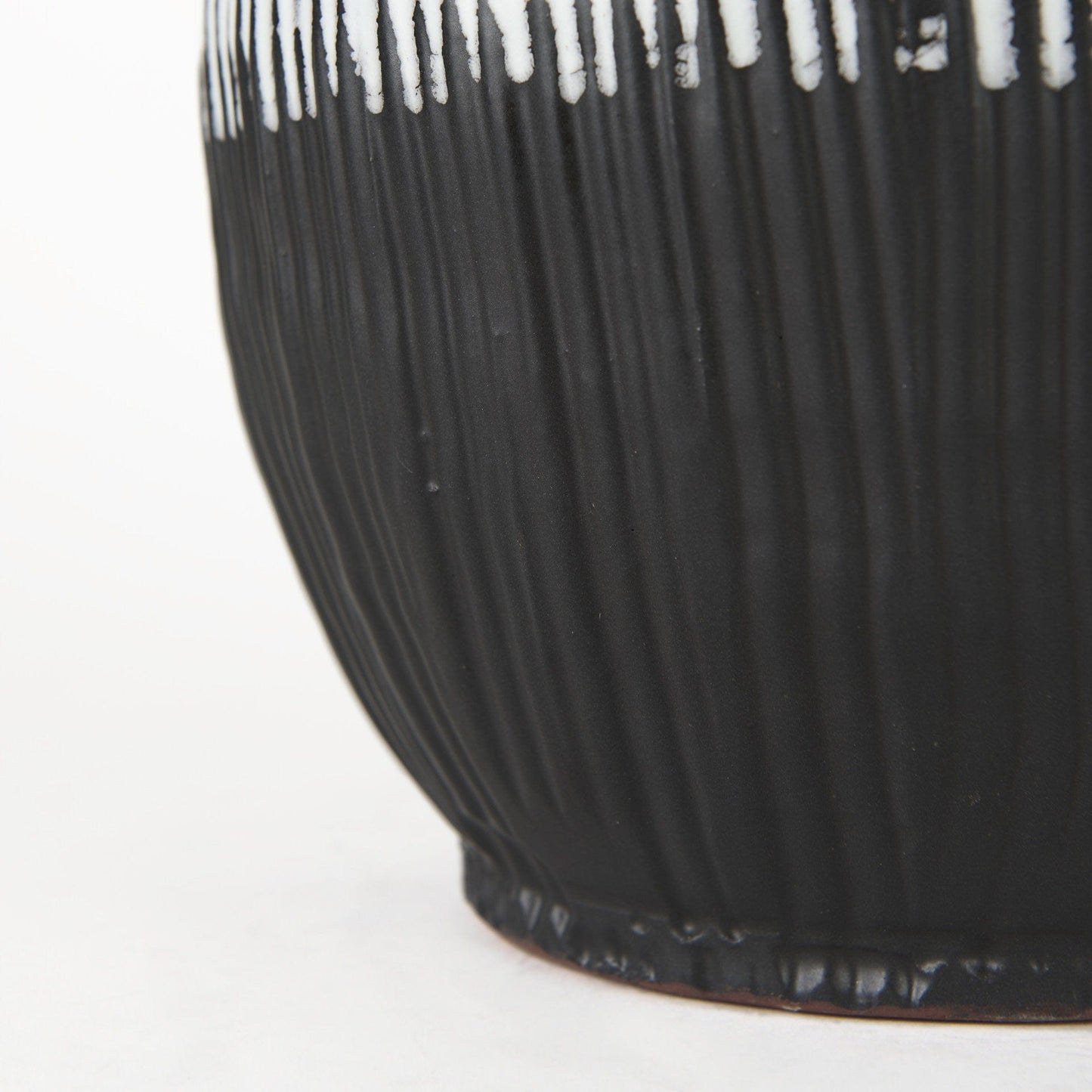 13" Black White and Gray Patterned Lines Ceramic Vase - Homeroots - Flyclothing LLC