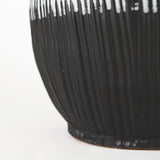 13" Black White and Gray Patterned Lines Ceramic Vase - Homeroots - Flyclothing LLC