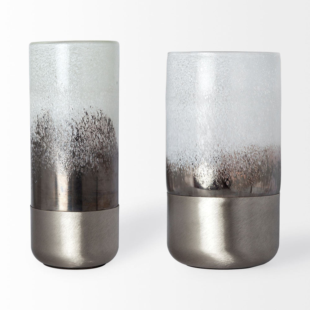 13" Brushed Silver Glass Vase - Homeroots