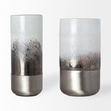 13" Brushed Silver Glass Vase - Homeroots