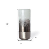 13" Brushed Silver Glass Vase - Homeroots