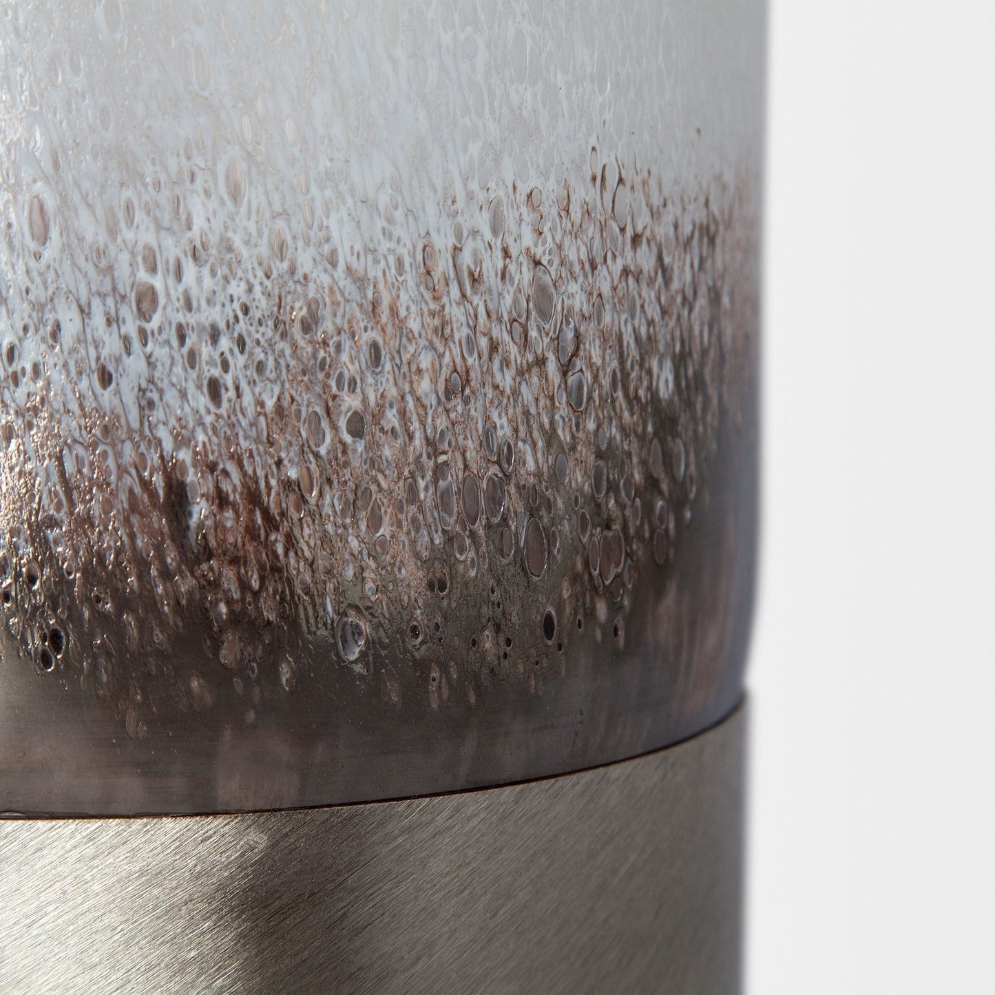12" Brushed Silver Glass Vase - Homeroots - Flyclothing LLC