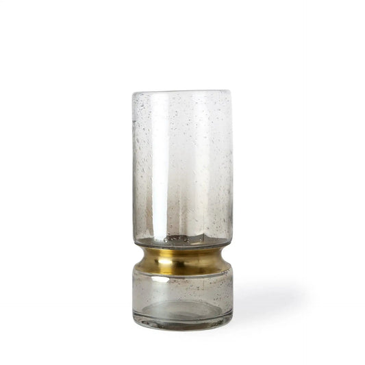 11" Smoked Bubble Glass Gold Accent Vase - Homeroots