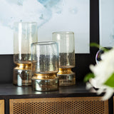 11" Smoked Bubble Glass Gold Accent Vase - Homeroots