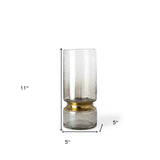 11" Smoked Bubble Glass Gold Accent Vase - Homeroots