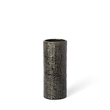 10" Black and Gold Check Tall Ceramic Vase - Homeroots