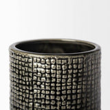 10" Black and Gold Check Tall Ceramic Vase - Homeroots