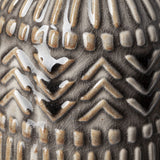 14" Black and Cream Organic Glaze Chevron Embossed Ceramic Vase - Homeroots - Flyclothing LLC