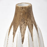 18" Rustic 3D Oval Points Brown and White Ceramic Vase - Homeroots
