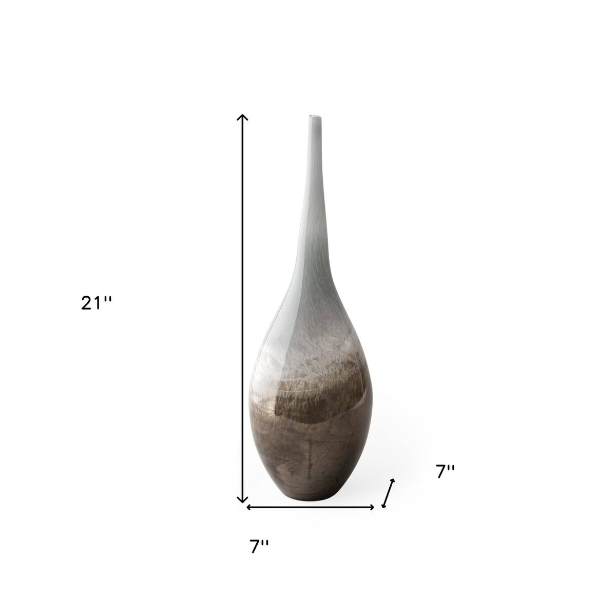 21" Blue Gray and Taupe Handblown Spun Glass Vase - Homeroots - Flyclothing LLC