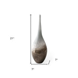 21" Blue Gray and Taupe Handblown Spun Glass Vase - Homeroots - Flyclothing LLC