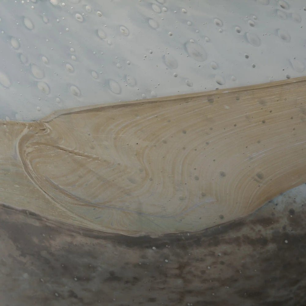 9" Blue and Brown Ocean Colored Bubble Glass Rounded Square Glass Vase - Homeroots