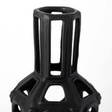 12" Black Ceramic Pierced Geometric Cylinder Table Vase - Homeroots - Flyclothing LLC