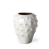 11" White Spiked Organic Glaze Large Mouth Ceramic Vase - Homeroots