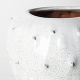 11" White Spiked Organic Glaze Large Mouth Ceramic Vase - Homeroots
