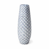 16" Ceramic Blue Abstract Oval Table Vase - Homeroots