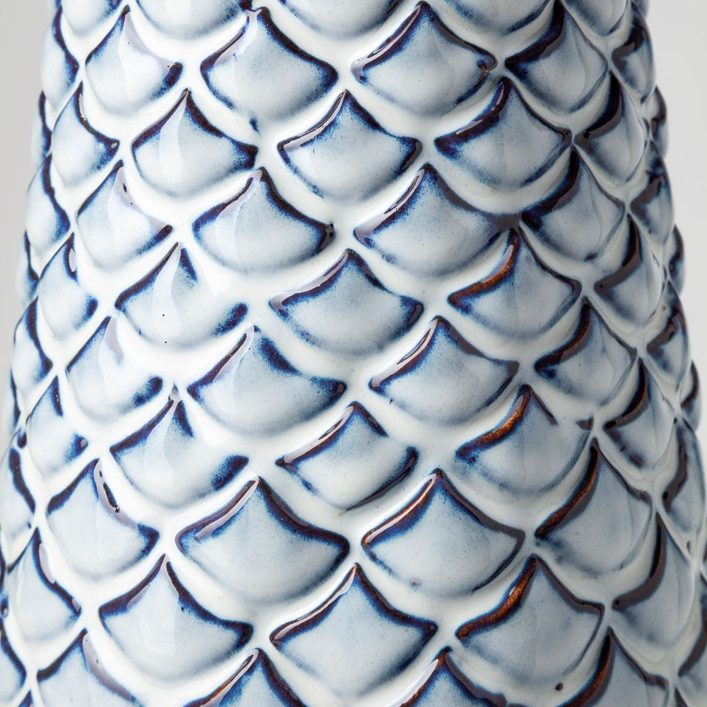 16" Ceramic Blue Abstract Oval Table Vase - Homeroots
