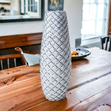 16" Ceramic Blue Abstract Oval Table Vase - Homeroots