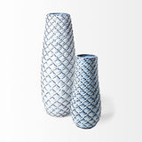 11" Ceramic Blue Abstract Oval Table Vase - Homeroots