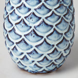 11" Ceramic Blue Abstract Oval Table Vase - Homeroots