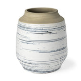 10" Blue White and Sand Coastal Ceramic Vase - Homeroots - Flyclothing LLC
