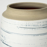 10" Blue White and Sand Coastal Ceramic Vase - Homeroots