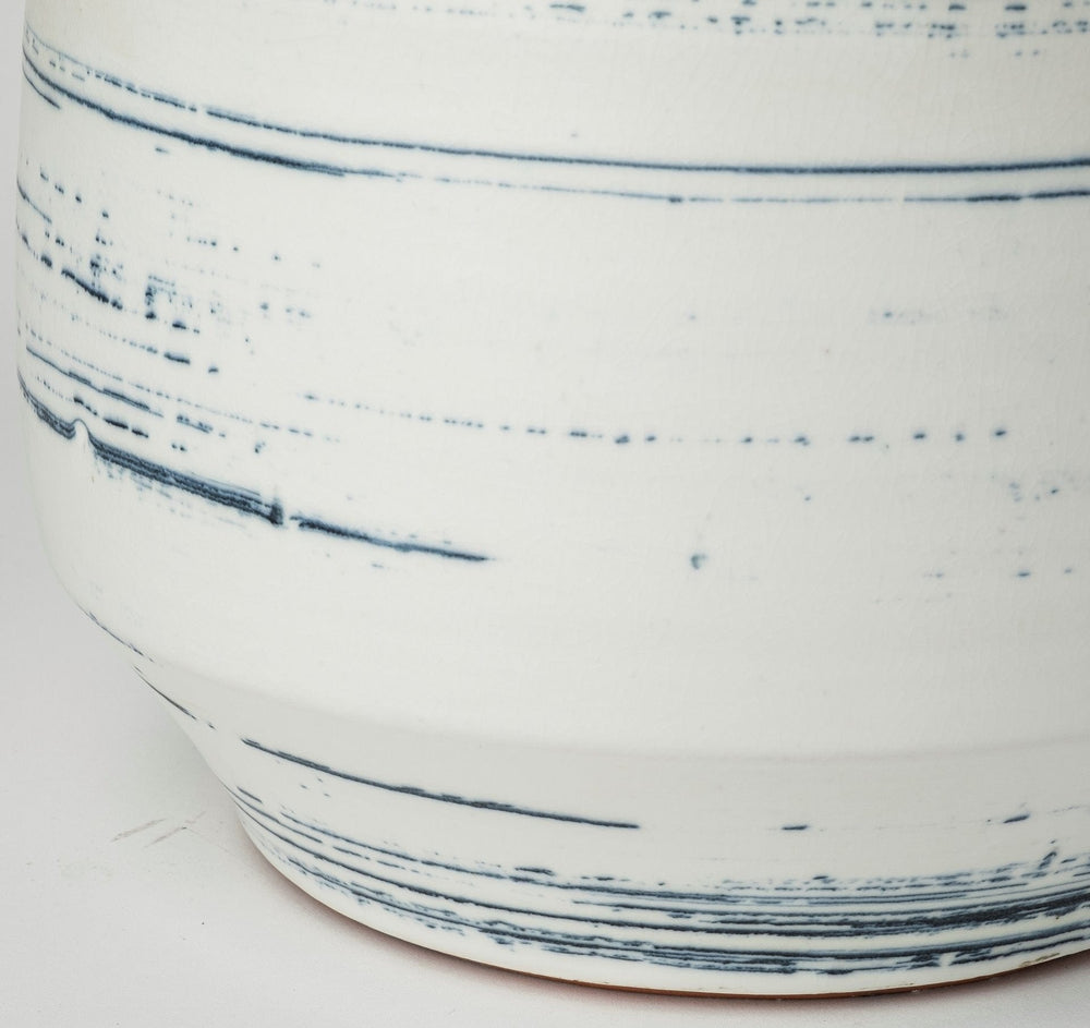 10" Blue White and Sand Coastal Ceramic Vase - Homeroots
