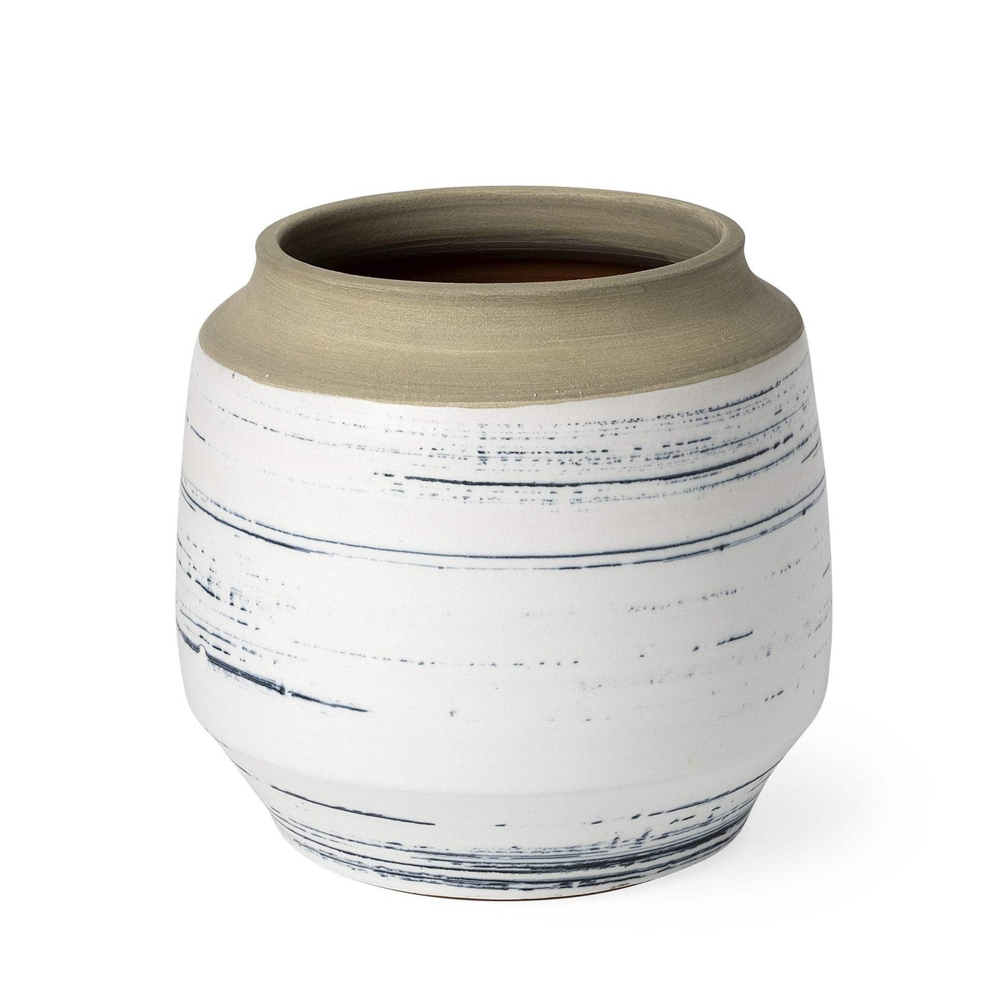 9" Blue White and Sand Coastal Ceramic Vase - Homeroots - Flyclothing LLC