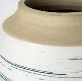 9" Blue White and Sand Coastal Ceramic Vase - Homeroots - Flyclothing LLC