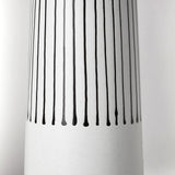 18" Black and White Pinstriope Narrow Ceramic Vase - Homeroots