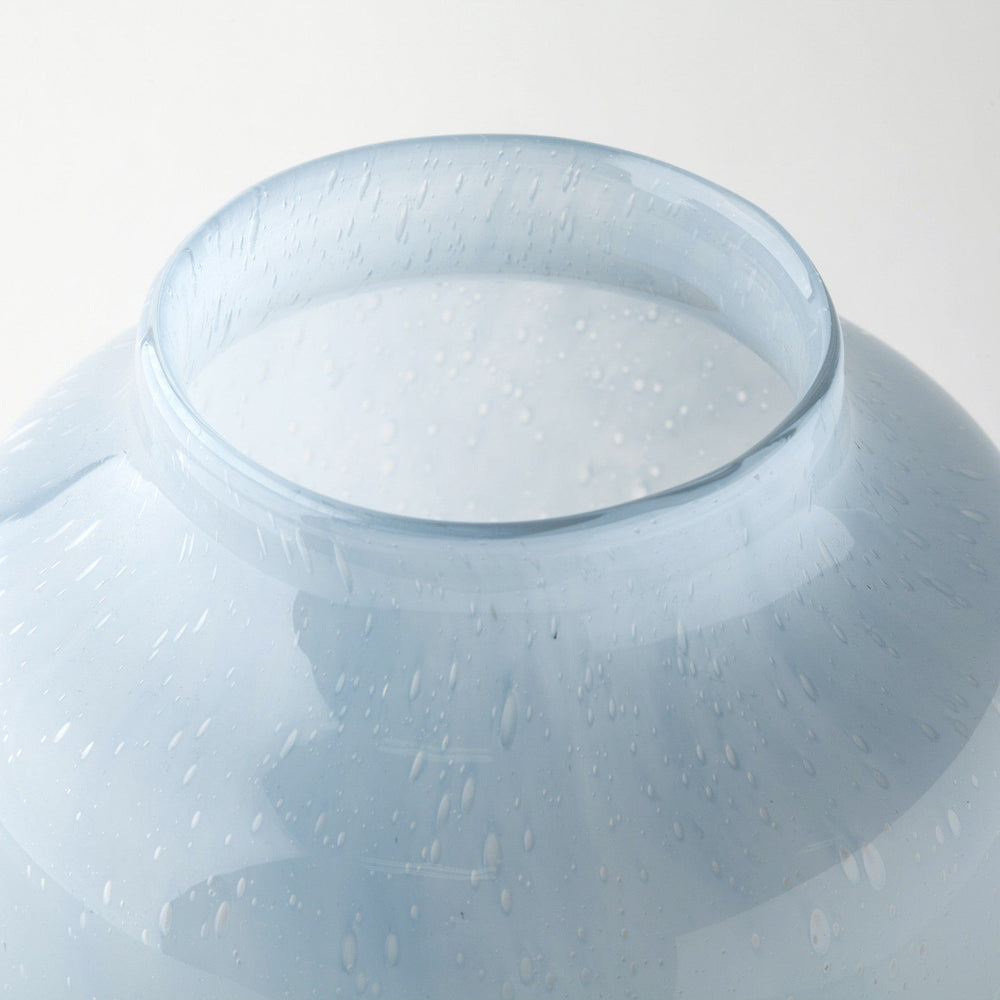 13" Ocean Wave Colored Bubble Glass Oval Urn Glass Vase - Homeroots