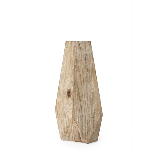 15" Natural Stain Geometric Wooden Vase - Homeroots