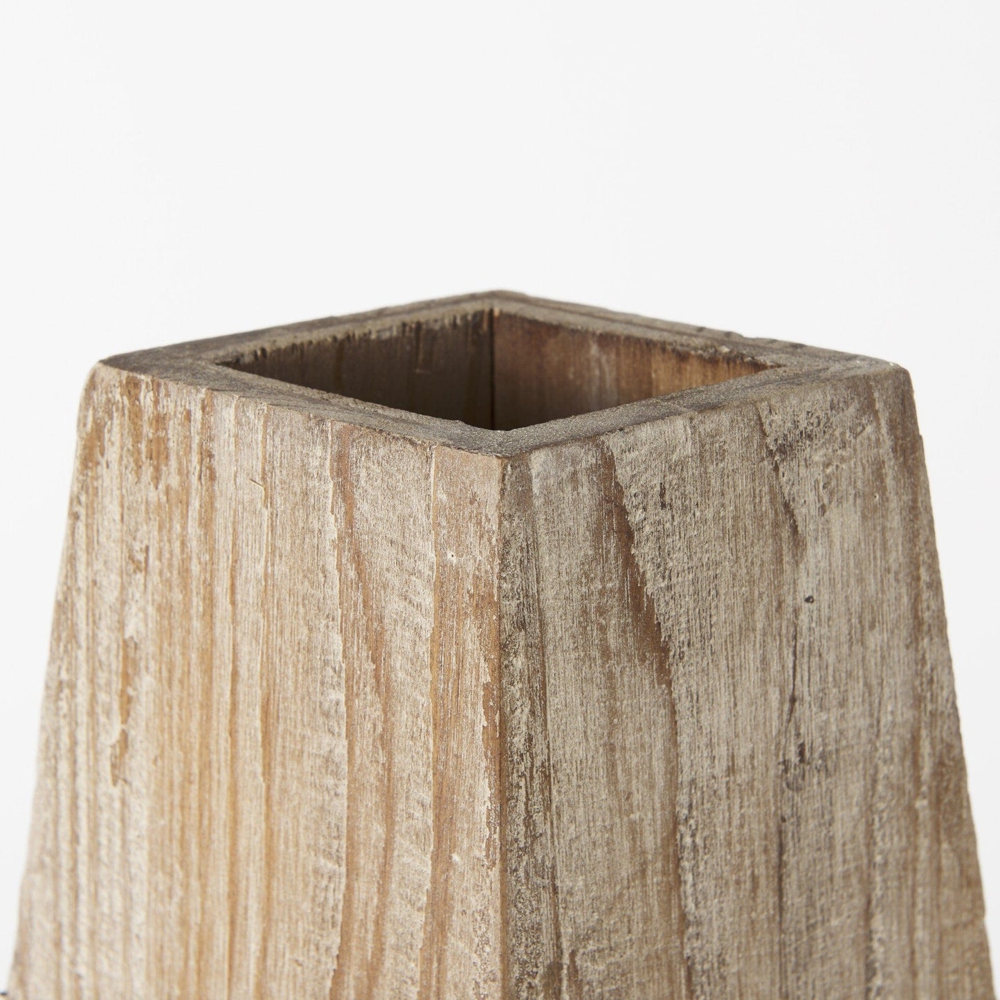 15" Natural Stain Geometric Wooden Vase - Homeroots - Flyclothing LLC
