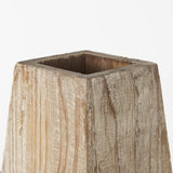 15" Natural Stain Geometric Wooden Vase - Homeroots - Flyclothing LLC