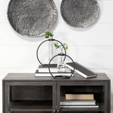 8" Clear and Black Glass and Metal Abstract Cylinder Table Vase - Homeroots