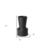 9" Matte Black Contempo Deco Ceramic Vase - Homeroots
